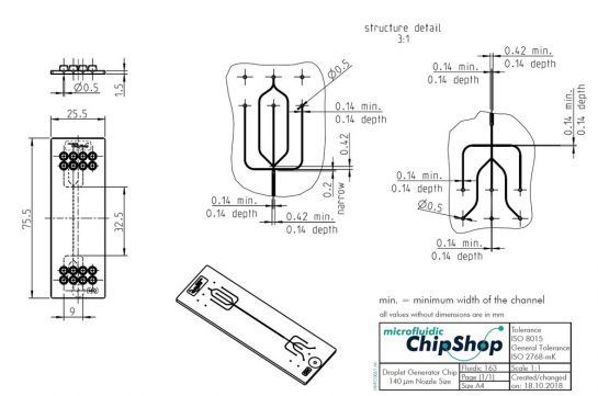 Droplet Generator Chip 10000006 , Mini-Luer, Topas,  13-1003-0163-02 Microfluidic ChipShop