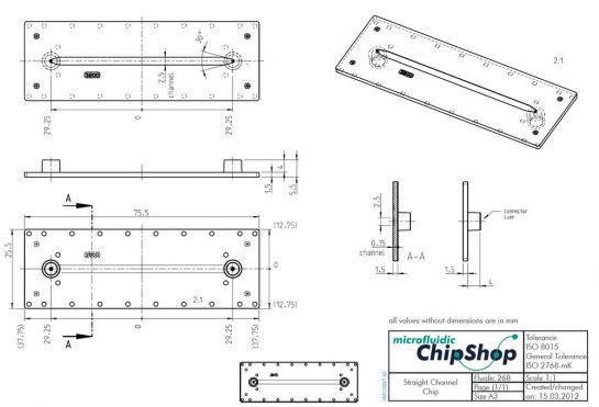 Straight Channel Luer Chip 10000376 - Microfluidic ChipShop