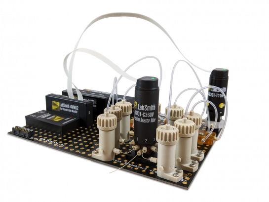Microfluidic Kit - automated valve starter kit with uProcess 3-port, 2-position valve and 9-port, 8-position valve