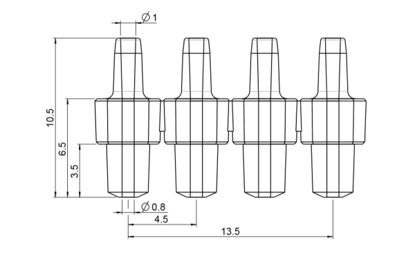 Mini-Luer Male Fluid Connector Row of 4  10000118 09-0564-0333-11 Microfluidic ChipShop