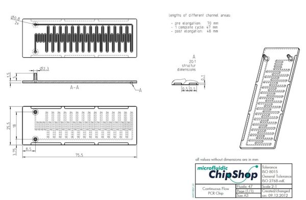 Microfluidic Chip - Meander Continuous Flow, PCR Chip, Olive, PC,10000008 08-0470-0047-03-Microfluidic ChipShop