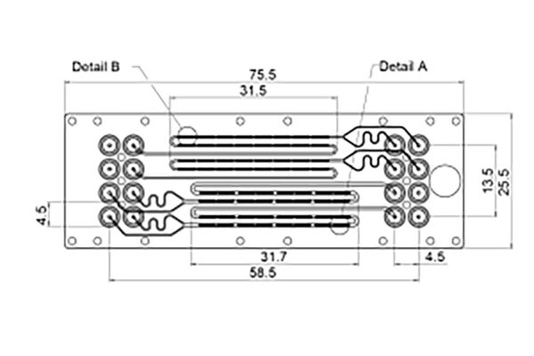 Micro Mixer - herringbone mixer, fluidic 1460, 10001930, microfluidic ChipShop