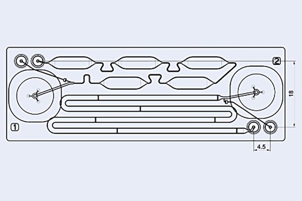 fluidic 522, Blister test chip-emptying and volume evaluation chip, 10001307, microfluidic chip, microfluidic ChipShop