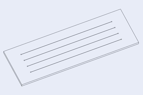 Fluidic 1072, straight channel chip, etched glass, 10001444, microfluidic chipshop