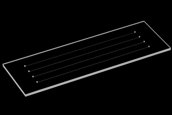 Fluidic 1072, straight channel chip, etched glass, 10001444, microfluidic chipshop