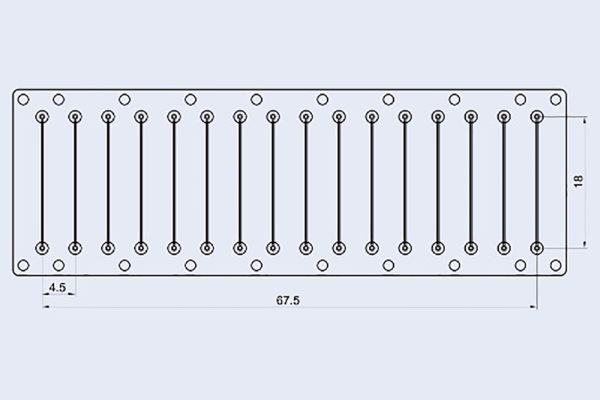 Straight Channel Chip, 10001835 Fluidic 142, 16-channel, Through Hole, PMMA, Microfluidic ChipShop