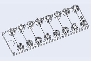 Straight Channel Chip, 10001810, Fluidic 157, 8-channel, Luer, PMMA. Microfluidic Chip Shop