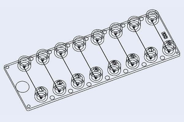 Straight Channel Chip, 10001810, Fluidic 157, 8-channel, Luer, PMMA. Microfluidic Chip Shop