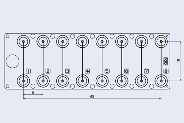 Straight Channel Chip, 10001810, Fluidic 157, 8-channel, Luer, PMMA. Microfluidic Chip Shop
