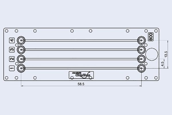 Straight Channel Chip, 10001819, Fluidic 180, 4-channel, Mini Luer, PMMA, Microfluidic ChipShop